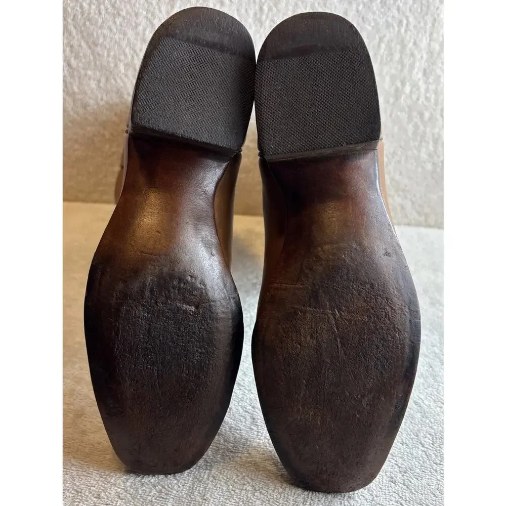 Vintage Lucchese Boots Womens 8 C San Antonio Brown Western Narrow Square Toe